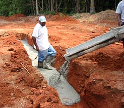 Pouring footings